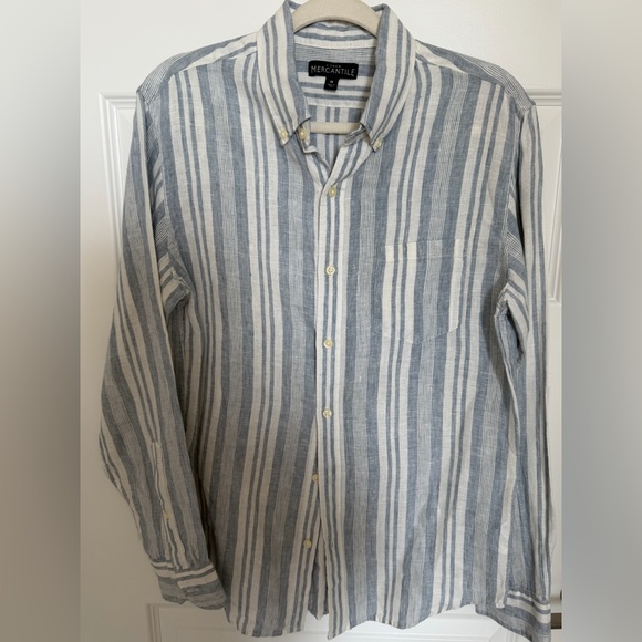 J. Crew blue and White Striped Button Down Shirt - Picture 1 of 8